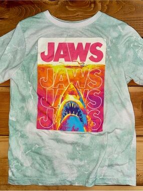 Kids Short Sleeve 'Jaws' Graphic Tee - Mint Tie-Dye